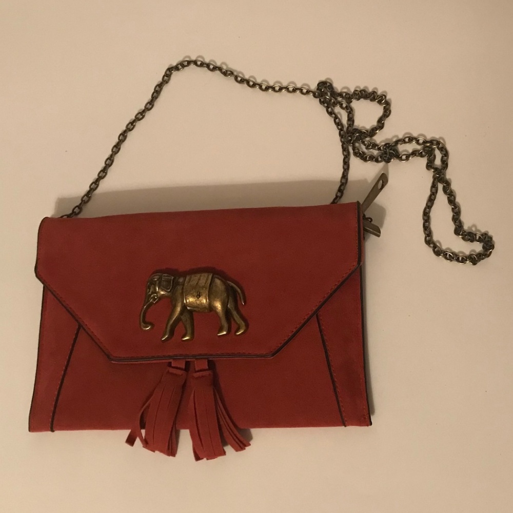 NEW Crossbody Chain/Envelope Clutch Elephant Red